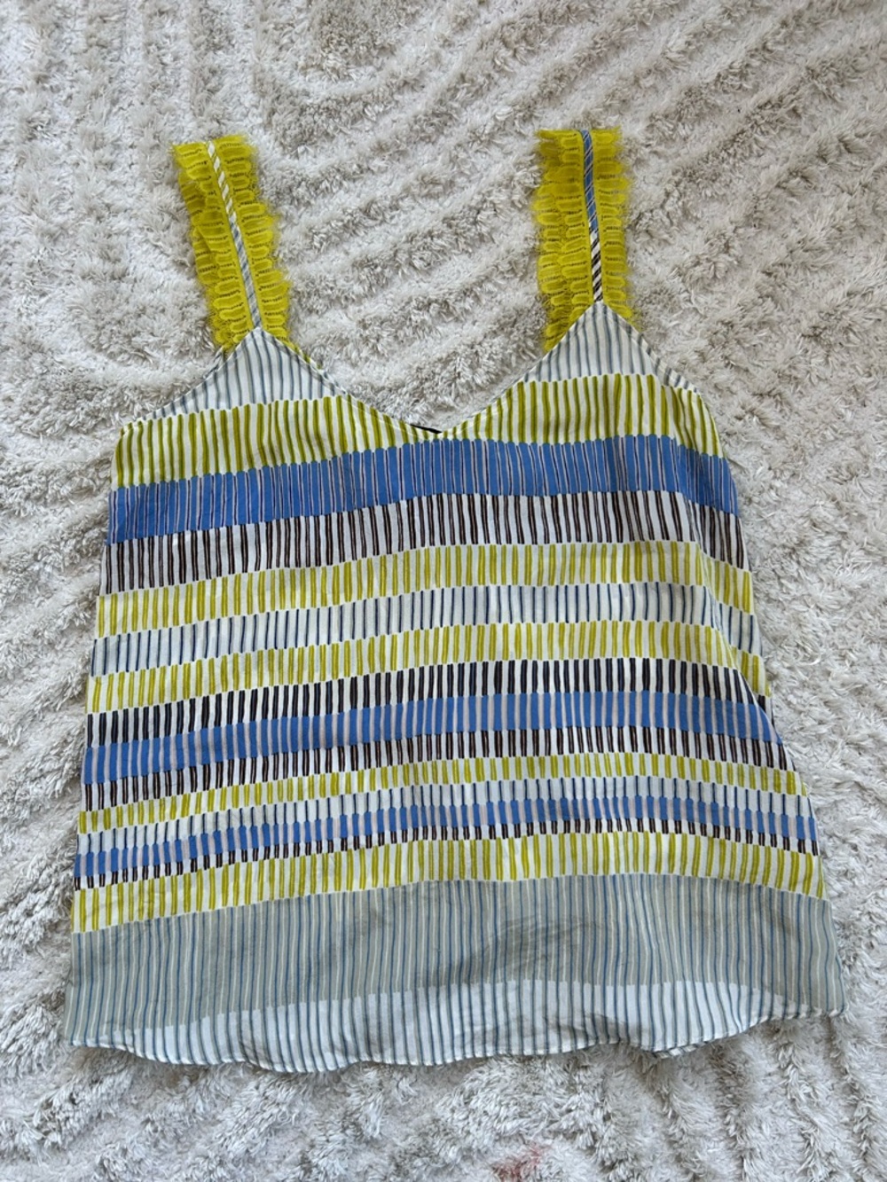 Massimo Dutti Yellow & Blue Striped V-Neck Camisole